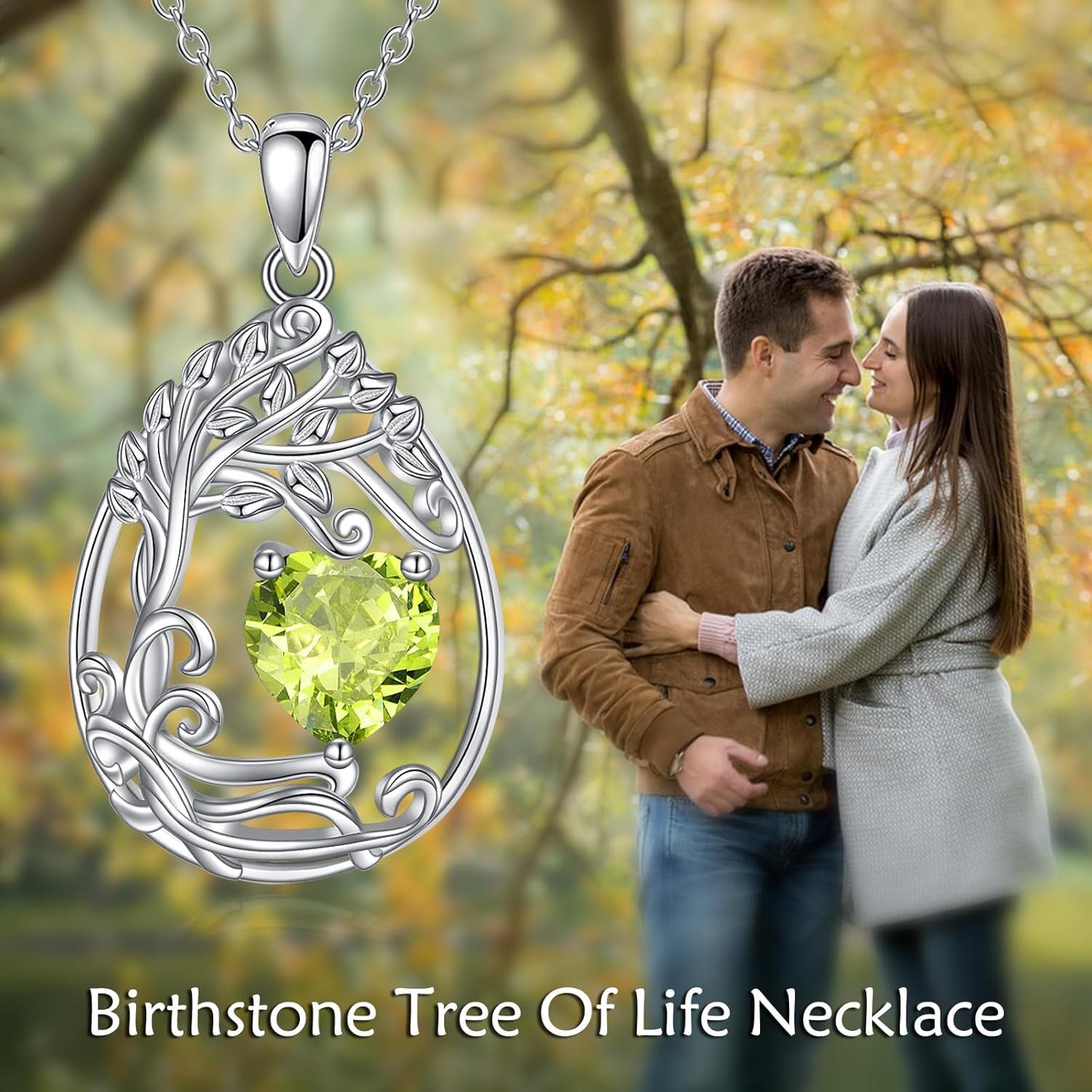 925 Silver Gold Plated Gemstone Tree Life Pendant Necklace