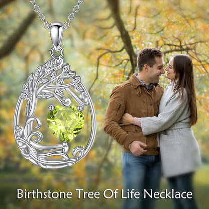 925 Silver Gold Plated Gemstone Tree Life Pendant Necklace