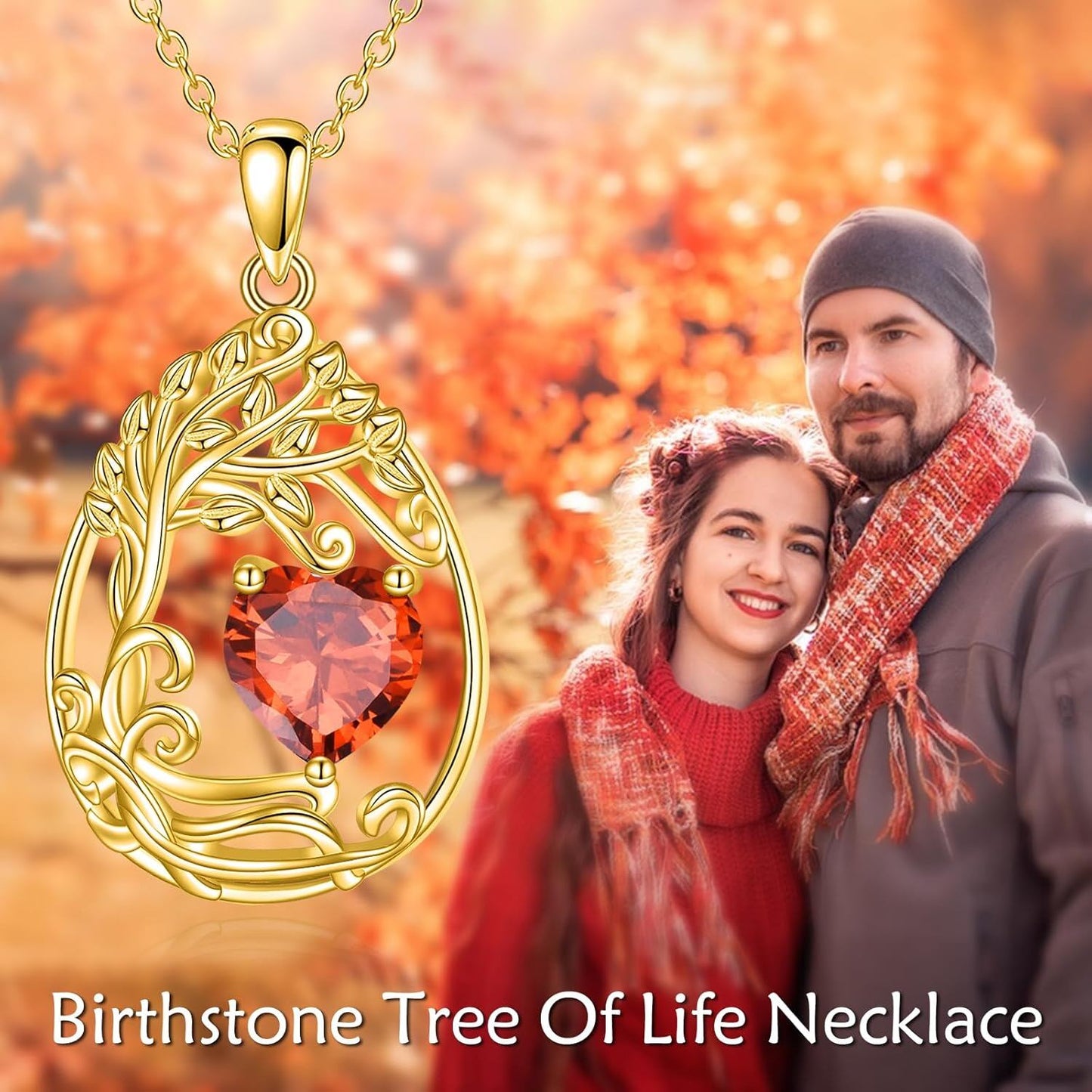 925 Silver Gold Plated Gemstone Tree Life Pendant Necklace