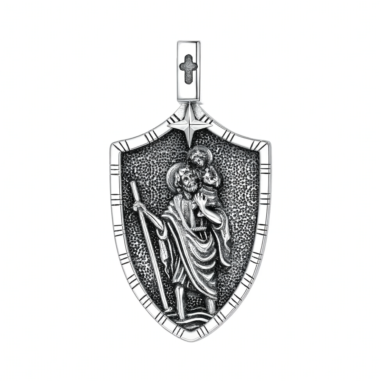925 Silver St Christopher Pendant Necklace Men Women