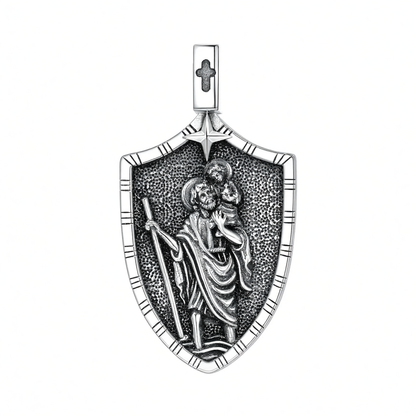 925 Silver St Christopher Pendant Necklace Men Women