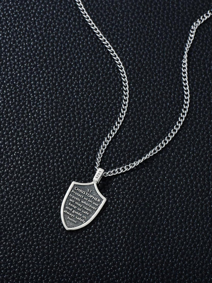 925 Silver St Christopher Pendant Necklace Men Women