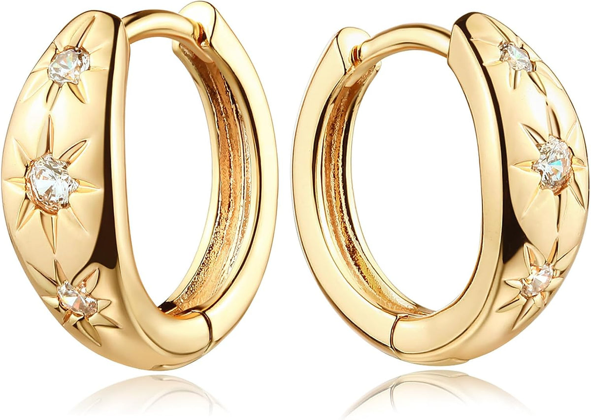 18K Gold-Plated Starburst Huggie Earrings