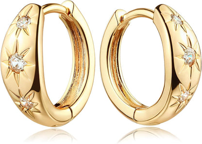 18K Gold-Plated Starburst Huggie Earrings