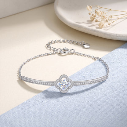 925 Sterling Silver  Moissanite Clover Bracelet