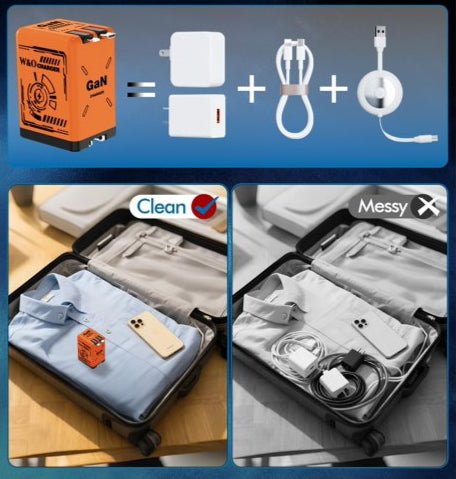 20W GaN Retractable Fast Charger – Dual PD + USB