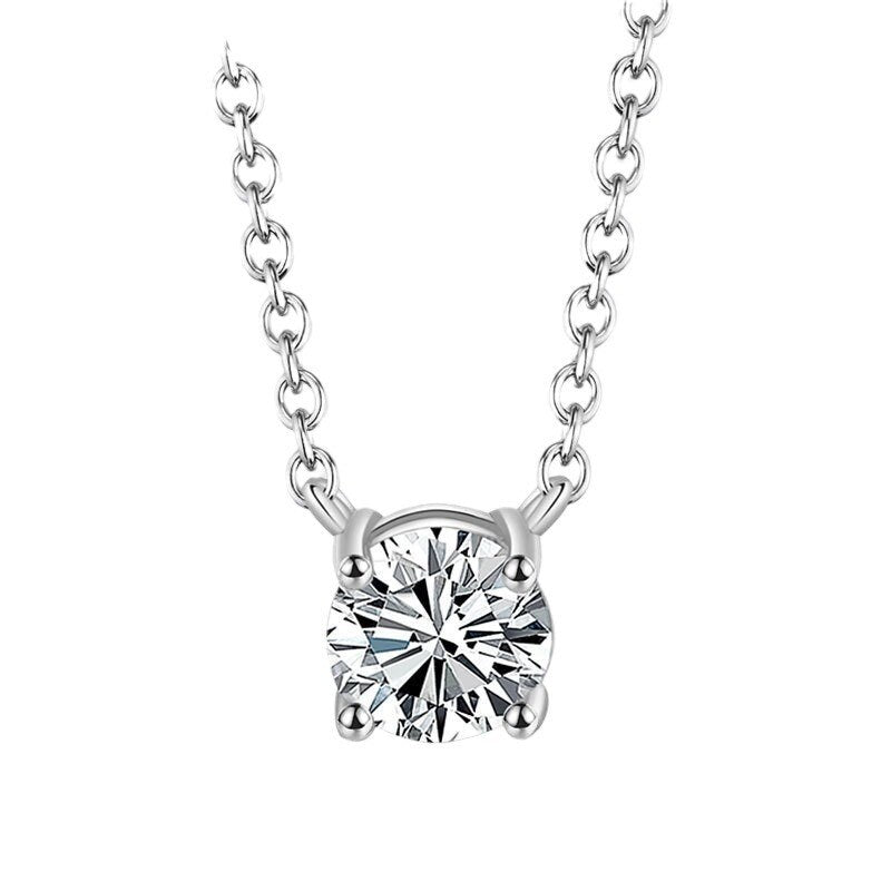 925 Sterling Silver Solitaire CZ Pendant Necklaces