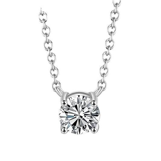 925 Sterling Silver Solitaire CZ Pendant Necklaces