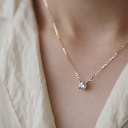925 Sterling Silver Solitaire CZ Pendant Necklaces