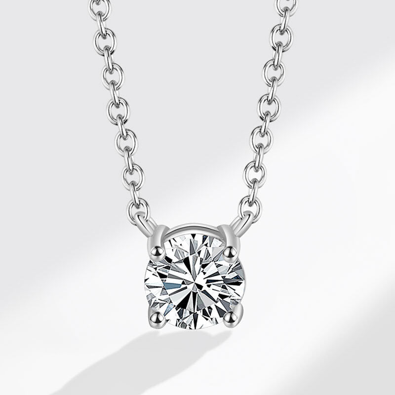925 Sterling Silver Solitaire CZ Pendant Necklaces