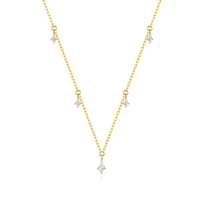 925 Sterling Silver Kite Stone Zircon Inlay Stackable Necklace Bracelet Earring Set