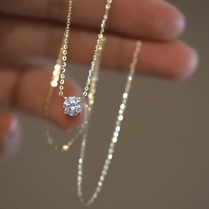 925 Sterling Silver Solitaire CZ Pendant Necklaces