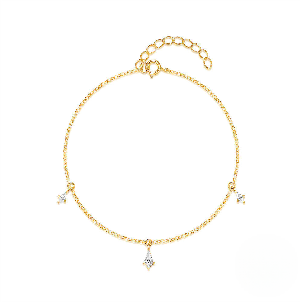 925 Sterling Silver Kite Stone Zircon Inlay Stackable Necklace Bracelet Earring Set