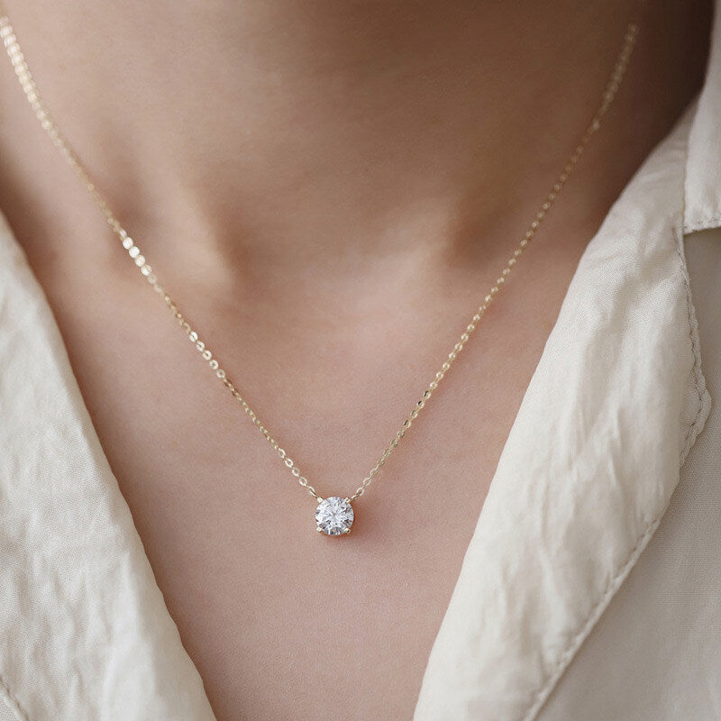 925 Sterling Silver Solitaire CZ Pendant Necklaces