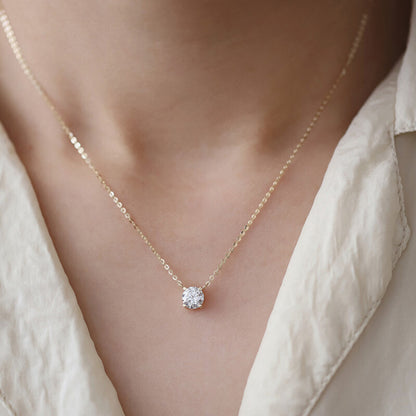 925 Sterling Silver Solitaire CZ Pendant Necklaces