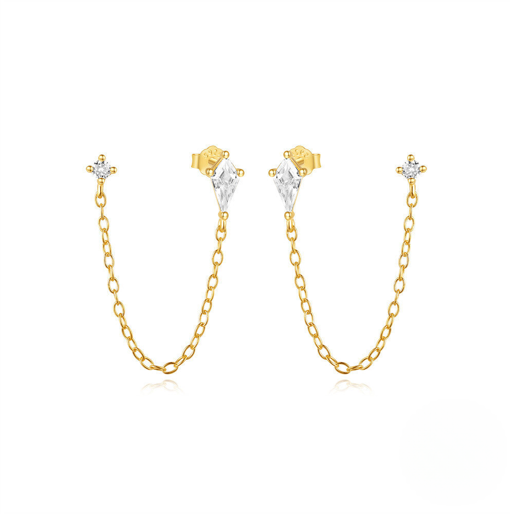 925 Sterling Silver Kite Stone Zircon Inlay Stackable Necklace Bracelet Earring Set