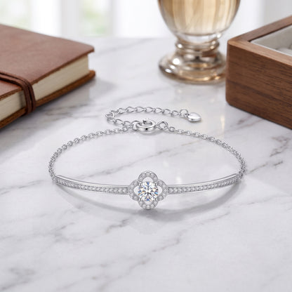 925 Sterling Silver  Moissanite Clover Bracelet