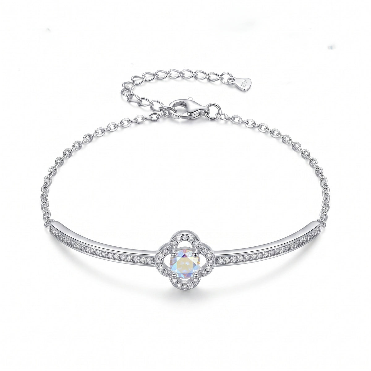 925 Sterling Silver  Moissanite Clover Bracelet