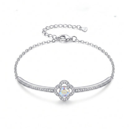 925 Sterling Silver  Moissanite Clover Bracelet
